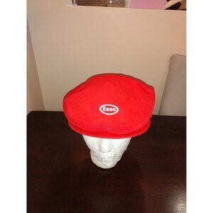 Vintage Esso Oil Gas Flat Hat Cap Newsboy Cabbie Gatsby Corduroy 90s